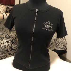 Monaco shirt with gem zipper